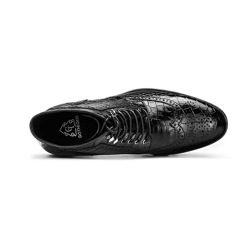 gete new men crocodile belly leather boots male crocodile boots black fashion boots for male shoes